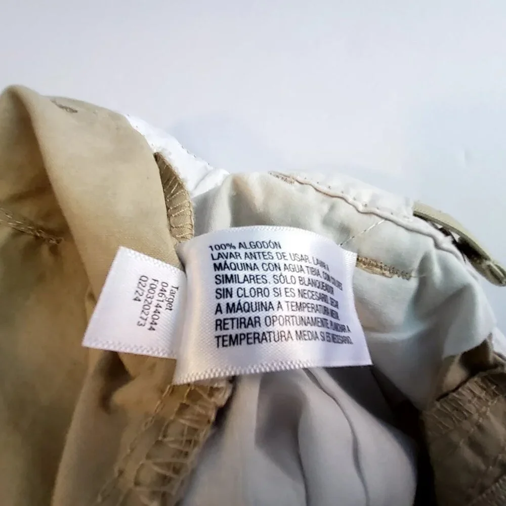 Cat & Jack Boys Beige Cotton Adjustable Waist Shorts Size 6 button-zip closure - Picture 8 of 9